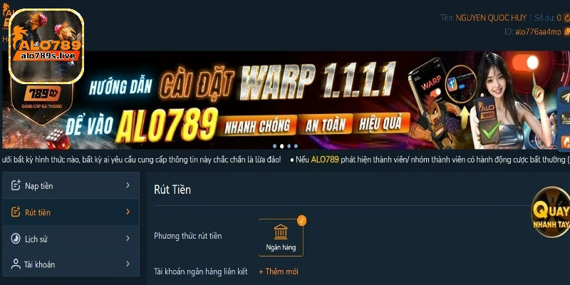 Rút tiền Alo789 - Hướng dẫn giao dịch an toàn, nhanh chóng 2 Quá trình rút tiền Alo789 mượt mà